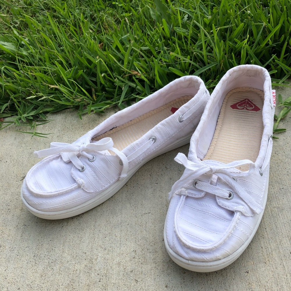 White Roxy Skooner Boat Shoes